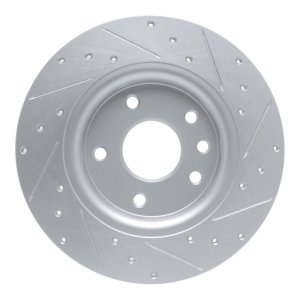 Chrysler Grand Caravan Brake Rotor (1) - Rear Left - R1 Concepts - Drilled & Slotted - Silver - `17-`25